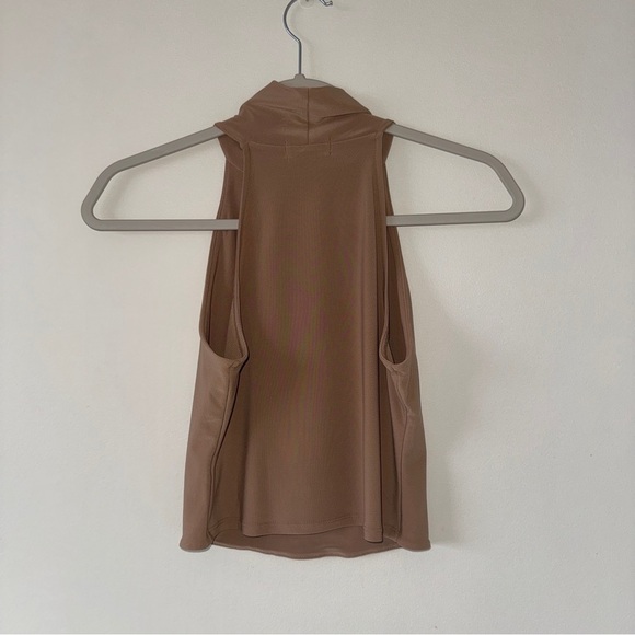 NWOT Nordstrom Open Edit Brown Tan Tank Top Sleeveless Mock Neck Small - Picture 4 of 5